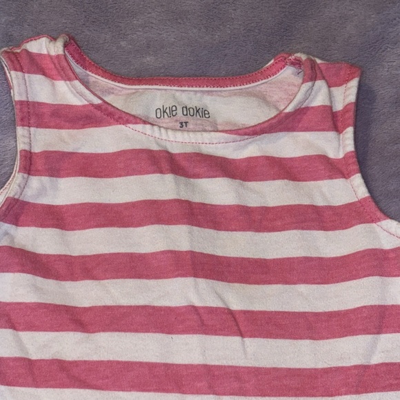 Okie Dokie Toddler Girl’s Pink & White Striped Peplum Tank Top Size 3T - Picture 2 of 4